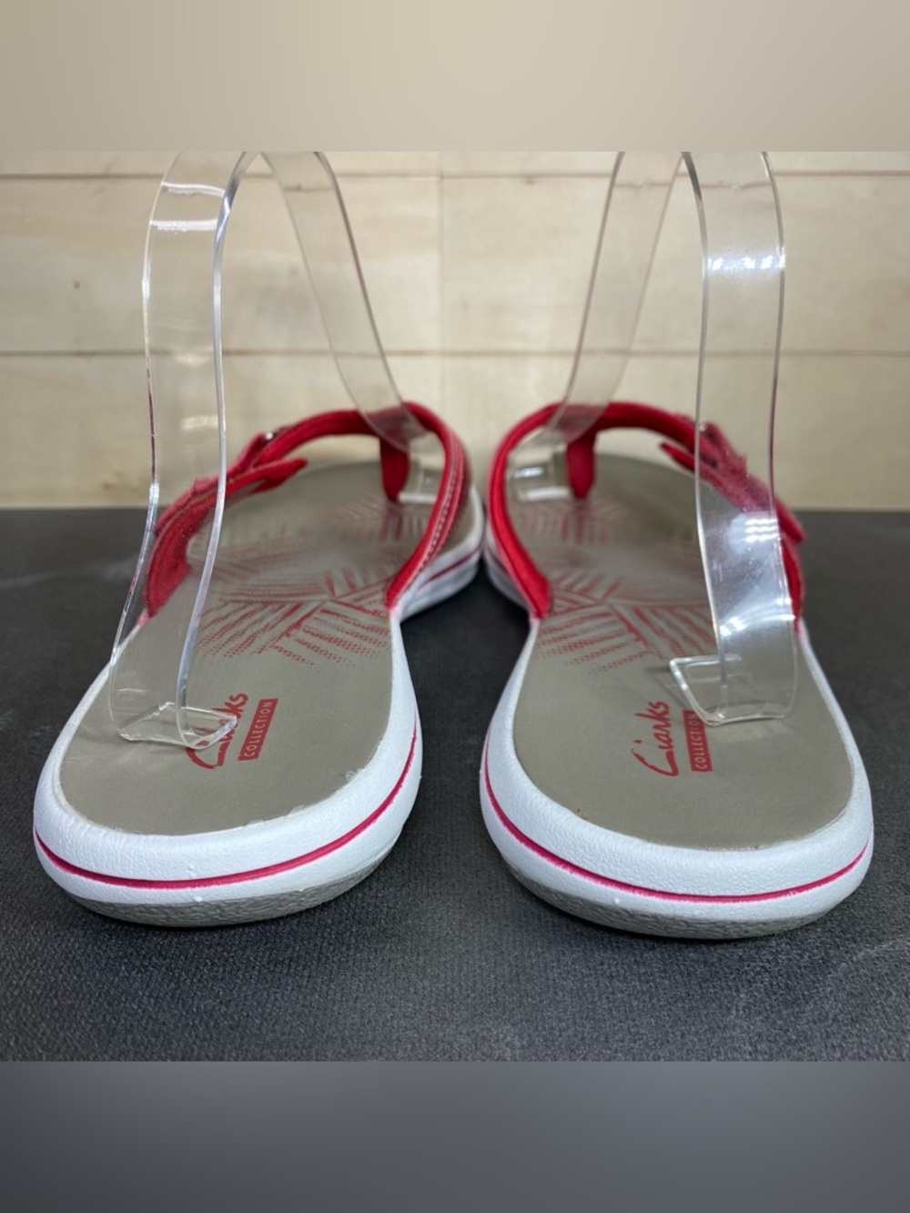 Clarks Breeze Sea Sandals Red White Grey Women's Size 11 Shoes Flip-Flops - Picture 6 of 11